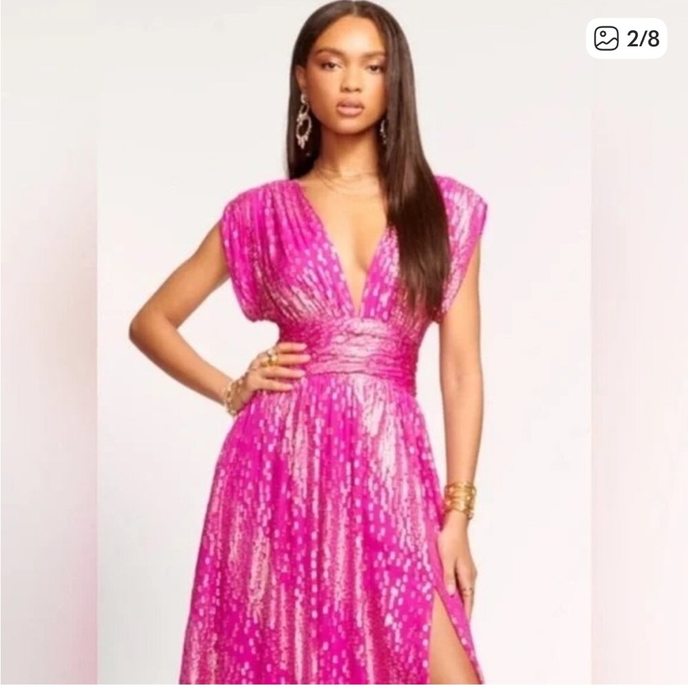 Ramy Brook Fuchsia Dress with Gold Accents